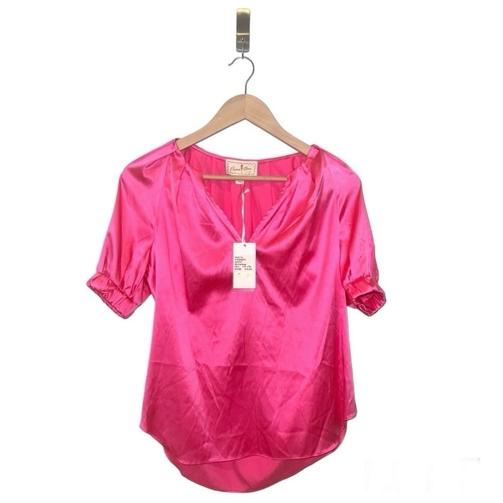 Flora Bea Neriah Silk Charmeuse‎ Blouse  Size Small  Color Pink  NEW  MSRP $245 - Picture 2 of 8